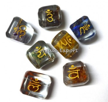 Engraved Sanskrit Orgone 7 Chakra Tumble Stone