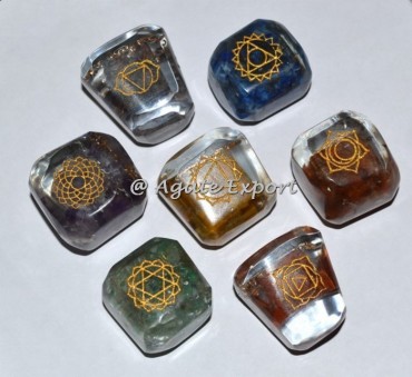 Engraved Chakra Symbol 7 Chakra Tumble Stone
