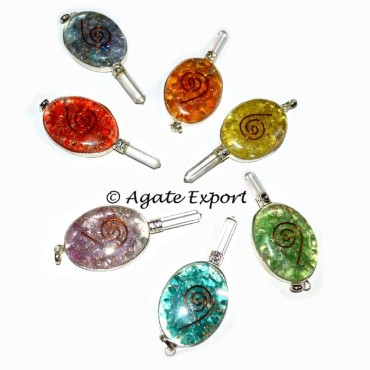 Mix Crystals Oval with Point Orgone Pendants
