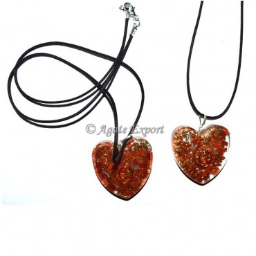 Red Jasper Orgone Puffy Heart Pendants