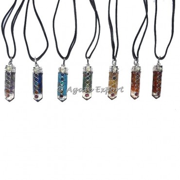 Mix Gemstone Orgone Pencil with Chakra Cab Pendants