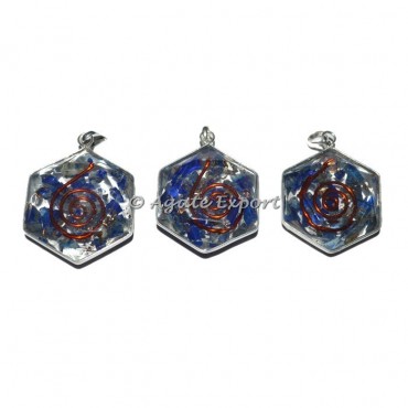 Hexagon Lapis Orgone Pendants
