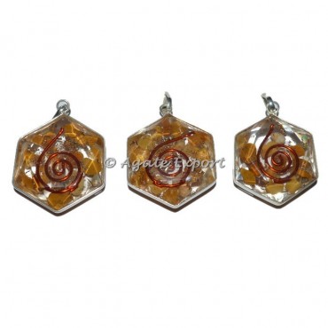 Yellow Jade Hexagon Orgone Pendants