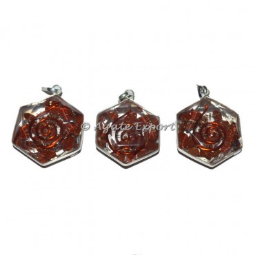 Red Jasper Hexagon Orgone Pendants