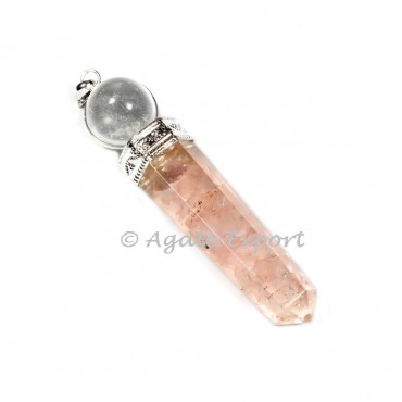 Rose Quartz Orgonite Pencil With Ball Pendants
