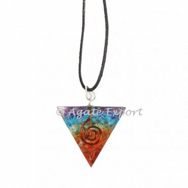 Chakra Layer Orgonite Triangle Pendants