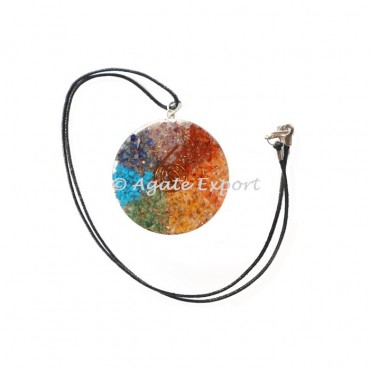 Seven Chakra Orgonite Round Pendants