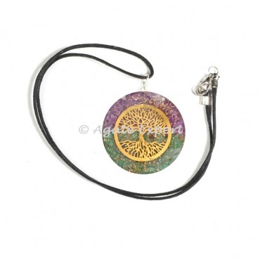 Amethyst and Green Aventurine Orgonite Tree Of Life Pendants
