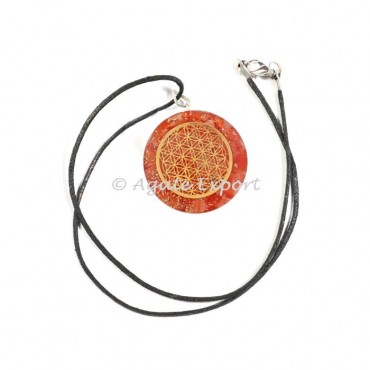 Peach Aventurine Orgonite Tree of Life Round Pendant with Cord