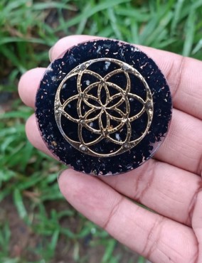 Black Tourmaline EMF Protection With Seed of Life Orgointe Pendant