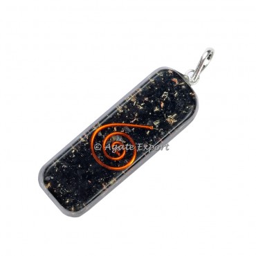 Black Tourmaline EMF Protection Orgonite Pipe Shape Pendant