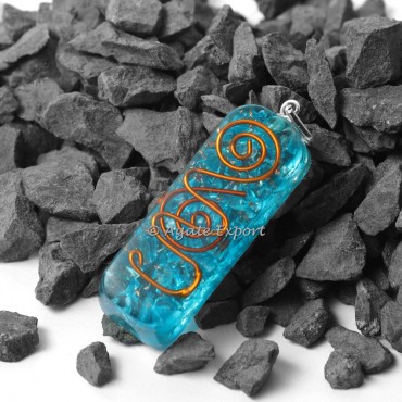 Aqua Onyx EMF Protection Orgonite Pipe Shape Pendants