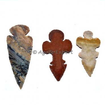 Flower Polished Agate Arrowheads