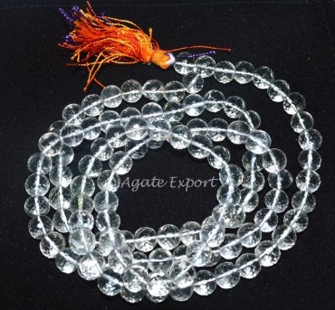 Crystal Quartz Daimond Cut Mala.