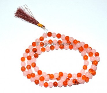 Carnelian With Rose Quartz Mala