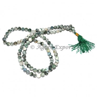 Tree Agate Japa Mala