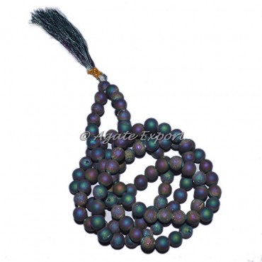 Rainbow Plated Druzy Beads Jap Mala