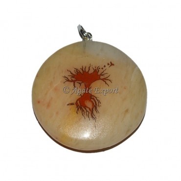 Life Of Tree Printed On Golden Quartz Pendant