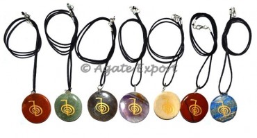Engraved Choko Reiki Chakra Disc Pendants