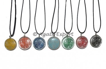 Engraved Color Wheel Disk Chakra Set Pendants