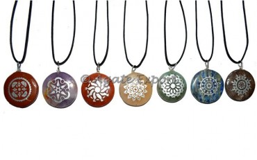 Engraved Traditional Chakra Disc Set Pendants