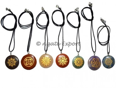 Engraved Traditional Chakra Disc Golden Set Pendan