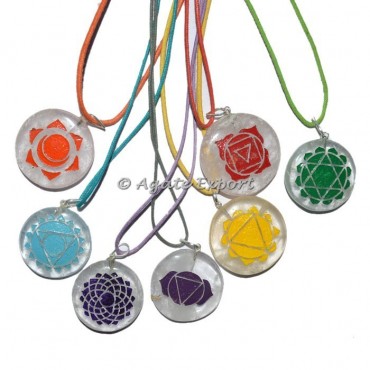 7 Chakra Accent Healing Crystals Pendant Set
