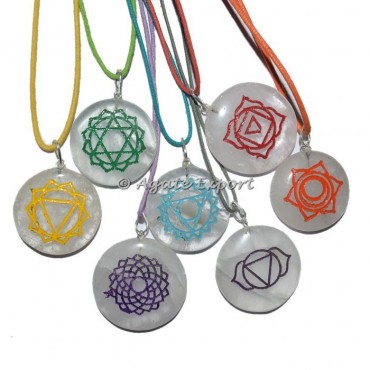 7 Chakra Engraved Chakra Pendant Set