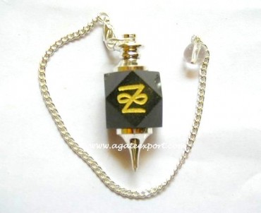 Black Agate Reiki Carved Pendulums