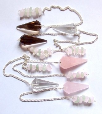 Mix Stone 6 Faceted Pendulums With Agate Chips.