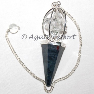 Fancy Jasper- Crystal Quartz Merkaba Pendulums