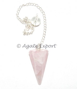 Rose Quartz 6 Faceted Cone Pendulums