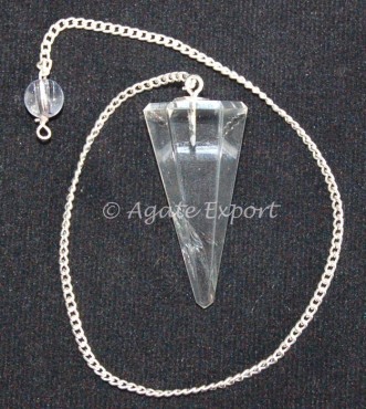 Crystal Quartz 6 Faceted Cone Pendulums