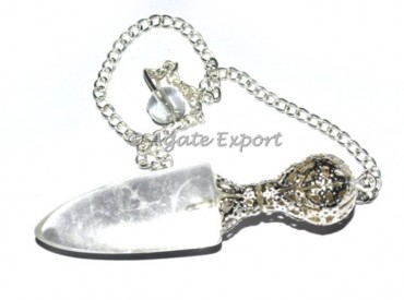 Crystal Quartz Bullet Metal Pendulum