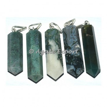Moss agate Pencil Pendants