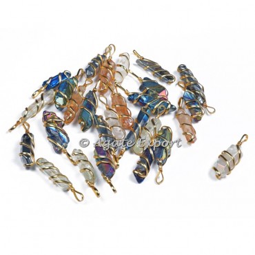 Aura Crystals Golden Wire Wrap Crystals Pendants