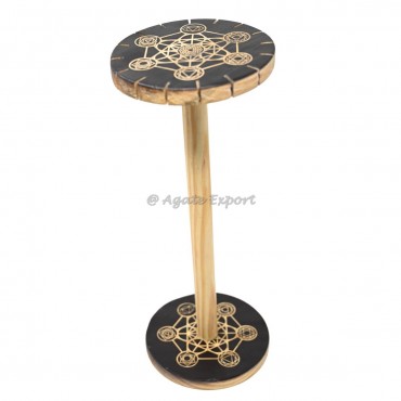 Metatron With 7 Chakra Symbols Wooden Pendulum Holder