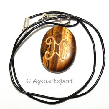 Tiger Eye Geminis Zodiac Sign Oval Pendants