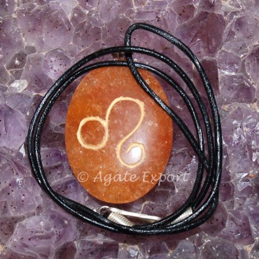 Peach Aventurine Leos Zodiac Sign Pendants