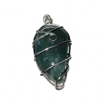 Moss Agate Wrap Heart Pendants