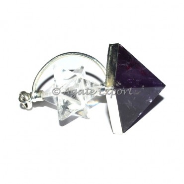 Amehthyst Pyramids and Crystal Merkaba Pendants
