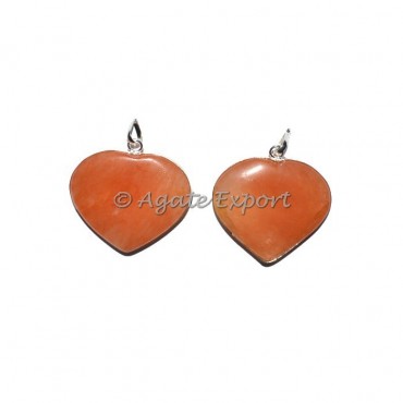 Peach Aventurine Heart Pendants