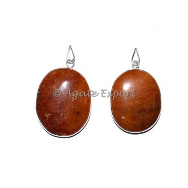 Peach Aventurine Oval Pendants
