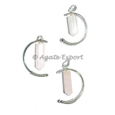 Rose Quartz Pencil Cage Pendants
