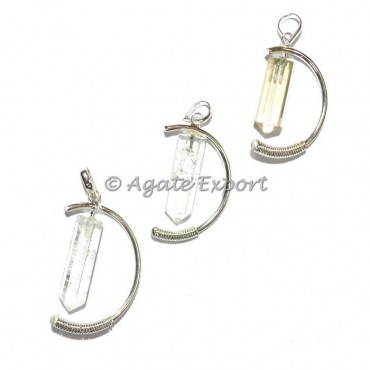 Crystal Quartz Pencil Cage Pendants
