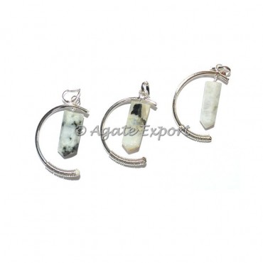 Rainbow Moon Stone Pencil Cage Pendants