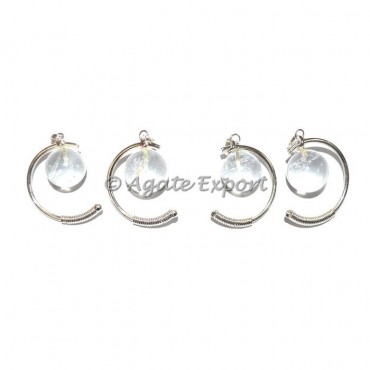 Crystal Quartz Ball Cage Pendants