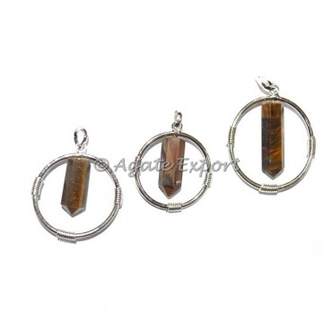 Tiger Eye Round Cage Pencil Pendants