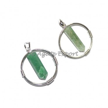 Green Aventurine Round Cage Pencil Pendants