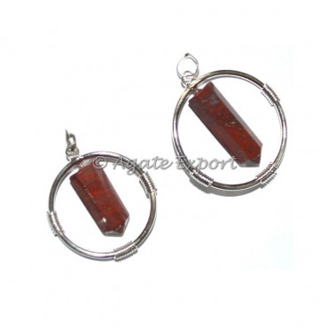 Red Jasper Round cage Pencil Pendants